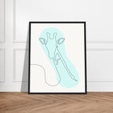 Framed Tranquility - Giraffe Line Art - - Wooden Framed Posters