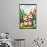 Innocent Affection - Bunny & Fox Framed Poster - 60x90 cm 24x36″ Black frame - Wooden Framed Posters