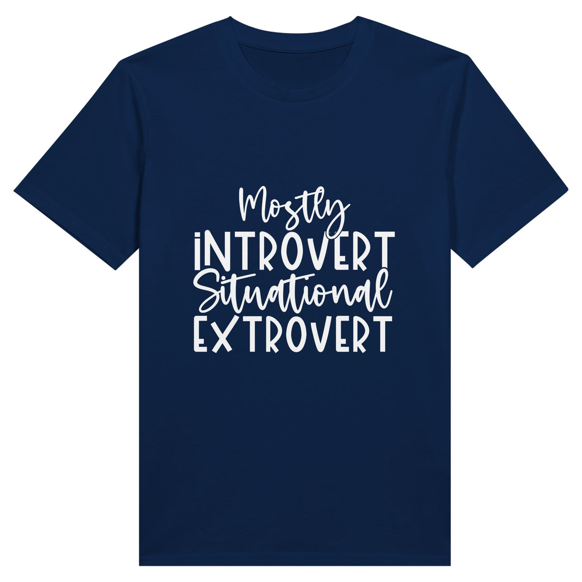 Introvert to Extrovert - Personality Tee - Navy - Print Material