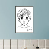 Innocence in Line Art - Framed Portrait of Childhood - - Framed Posters