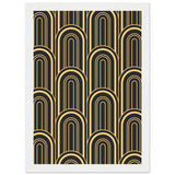 Timeless Elegance - Black and Gold Art Deco Masterpiece - A4 21x29.7 cm 8x12″ White frame - Framed Posters