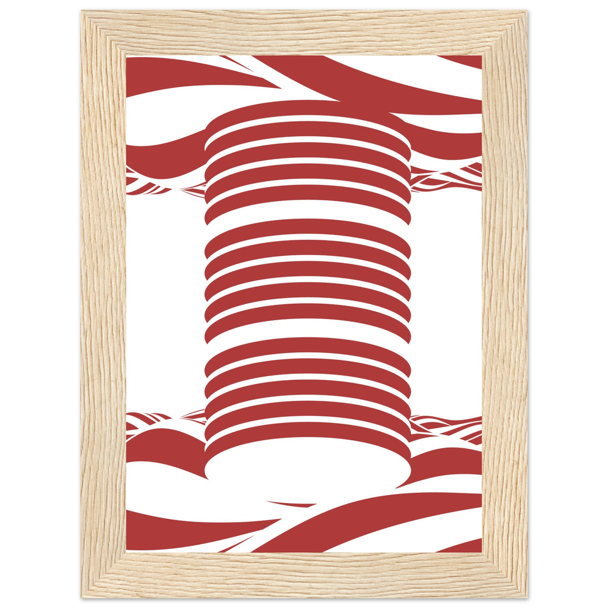 Twist of Elegance - Striking Red & White Art - 13x18 cm 5x7″ Wood frame - Framed Posters