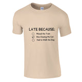 Late Again - Humorous Excuses Graphic Tee - Natural - Crewneck T-shirts