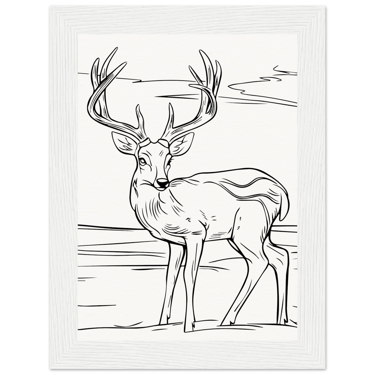 Elegance in Nature - Deer in Line - 13x18 cm 5x7″ White frame - Wooden Framed Posters