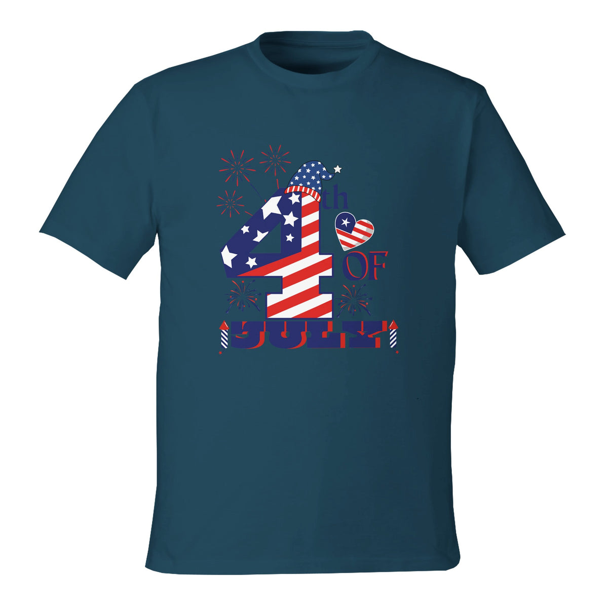 Fourth of July Fireworks Fun - tidal blue - T-shirts