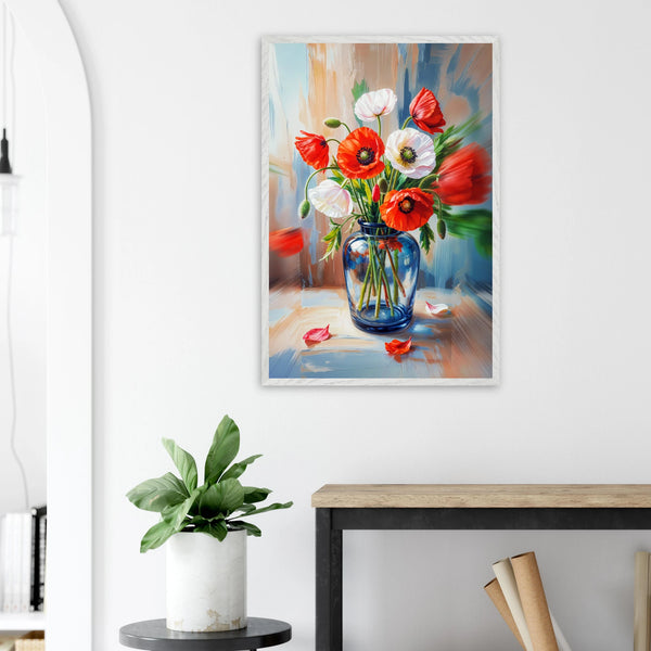 Poppies & Memories - Elegant Framed Wall Decor - White frame - Wooden Framed Posters
