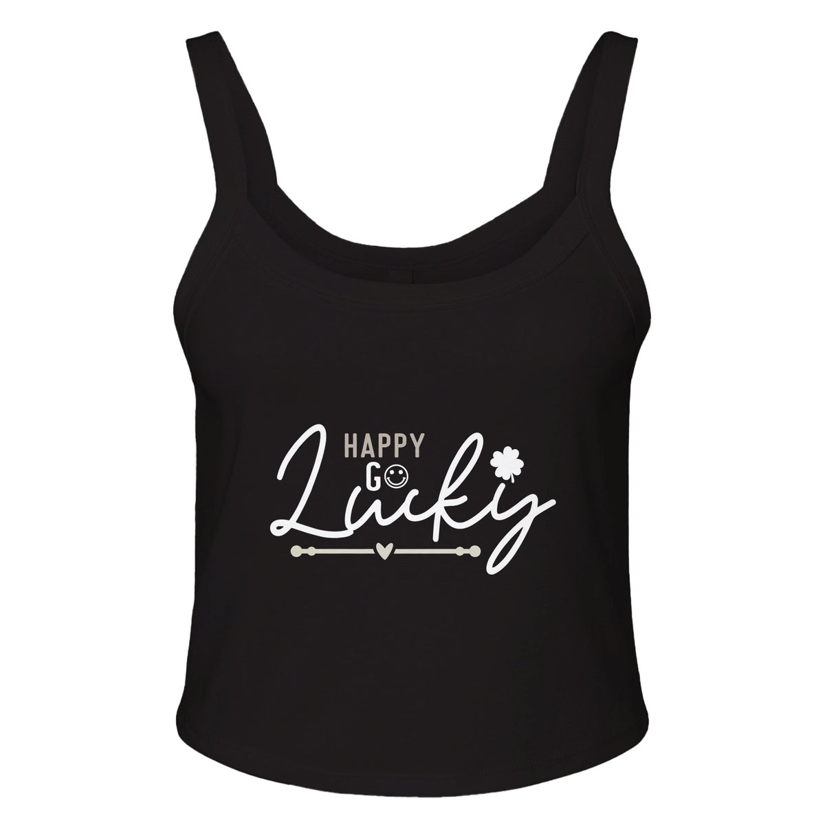 Happy-Go-Lucky - Radiate Positivity - solid blk blend - Tank Tops