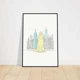 Urban Companion - Dog and Cityscape Art - 60x90 cm 24x36″ Black frame - Wooden Framed Posters