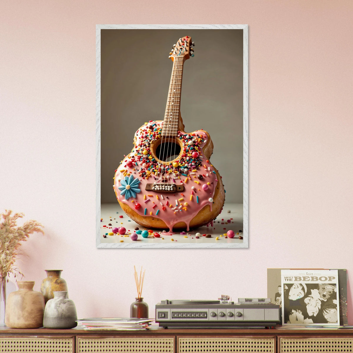 Sweet Strings – Wooden Framed Poster - White frame - Wooden Framed Posters