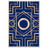 Art Deco Elegance - Blue & Gold Geometric Framed Print - 60x90 cm 24x36″ Wood frame - Wooden Framed Posters