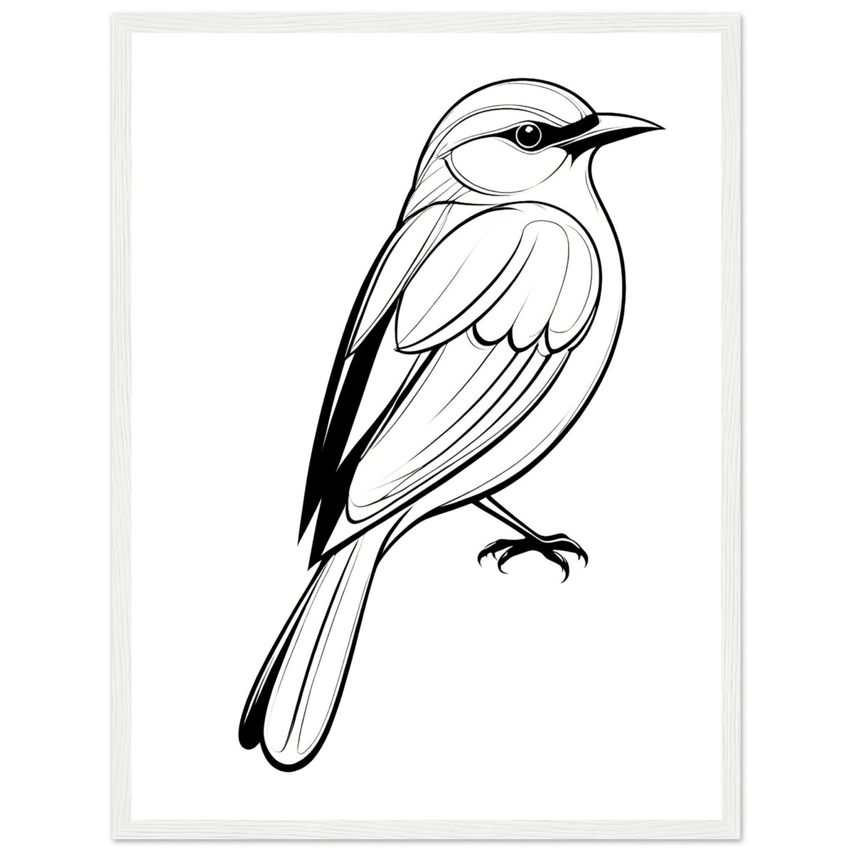 Serenity in Lines - Framed Bird Poster - 45x60 cm 18x24″ White frame - Framed Posters