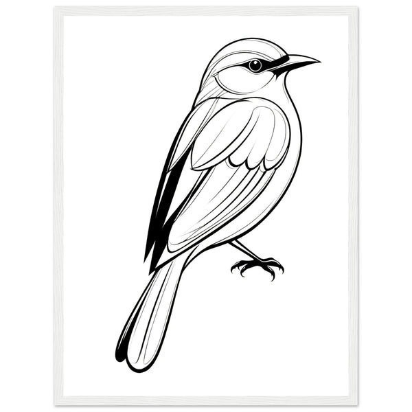 Serenity in Lines - Framed Bird Poster - 45x60 cm 18x24″ White frame - Framed Posters