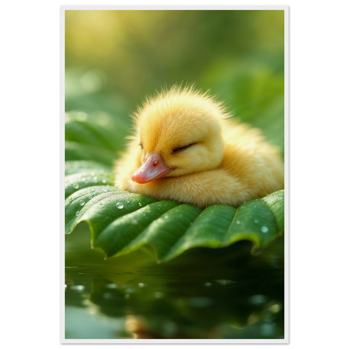 Dreaming Duckling - Serene Nature Framed Art - - Wooden Framed Posters