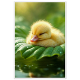 Dreaming Duckling - Serene Nature Framed Art - - Wooden Framed Posters