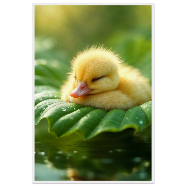 Dreaming Duckling - Serene Nature Framed Art - - Wooden Framed Posters