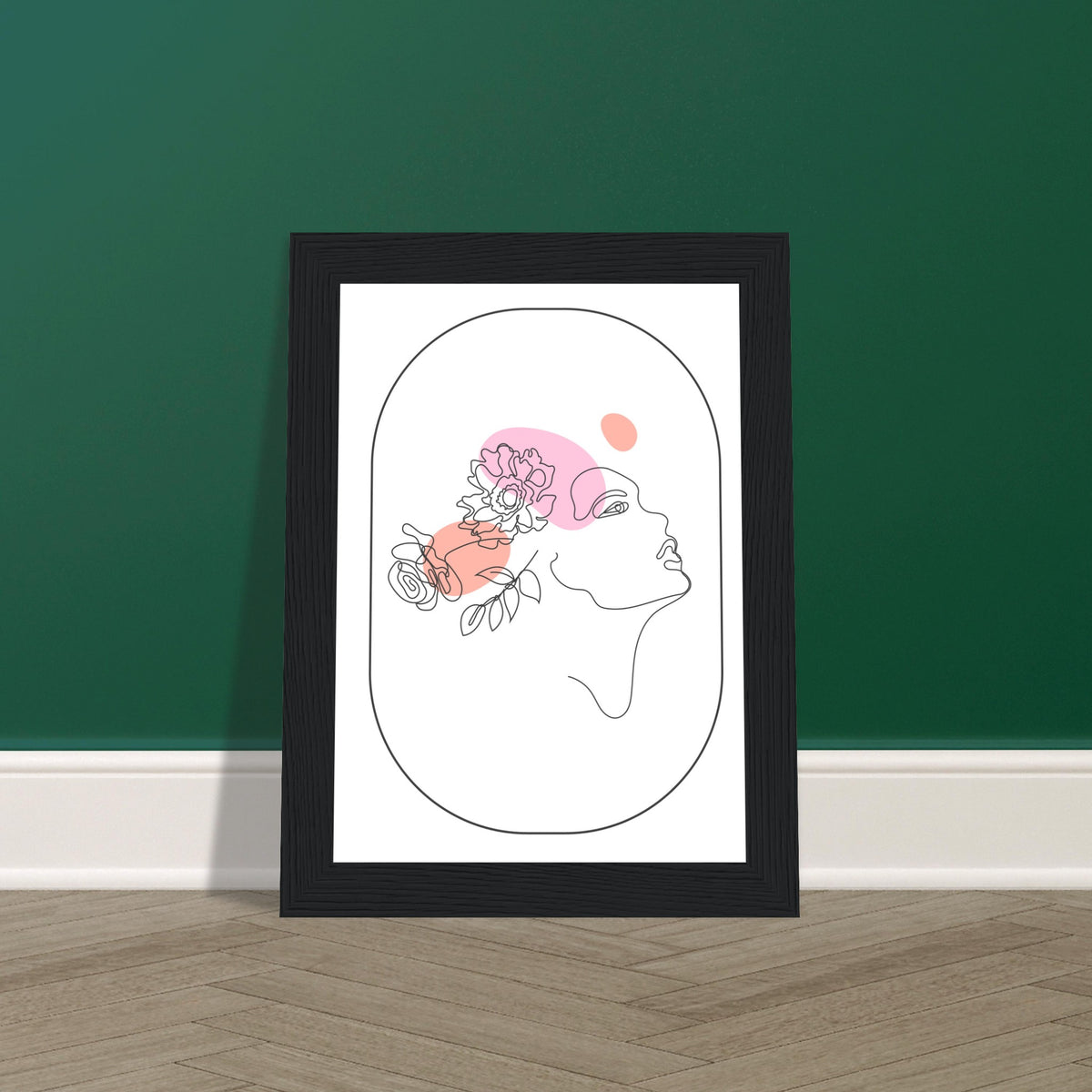 Ethereal Blossom Muse - Framed Line Art Poster - - Wooden Framed Posters