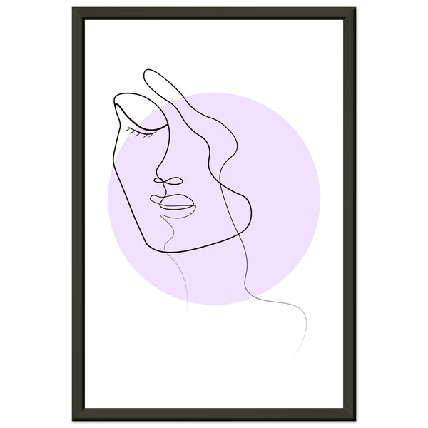 Simplicity and Grace - Pastel-Infused Line Art Portrait - 30x45 cm 12x18″ - Metal Framed Posters