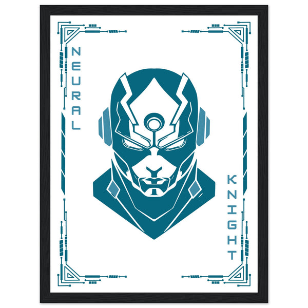 Transform Your Space - "Proton, Neural, Quantum Knights" Poster Set - 30x40 cm 12x16″ Black frame Neural Knight - Wooden Framed Posters