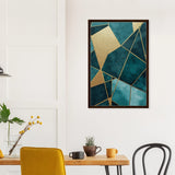 Gift Modern Elegance – Abstract Blue Framed Canvas - Dark wood frame - Canvas