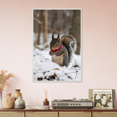 Image of Nature’s Charm - Winter Squirrel Framed Wall Art