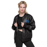 True Love Embodied - Embroidered Faux Leather Bomber Jacket - Black -