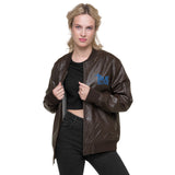 True Love Embodied - Embroidered Faux Leather Bomber Jacket - Brown -