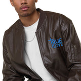 True Love Embodied - Embroidered Faux Leather Bomber Jacket - -