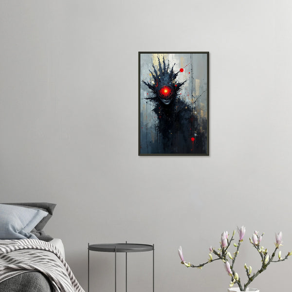 Crimson Gaze - Dark Abstract Figure Framed Poster - 40x60 cm 16x24″ - Metal Framed Posters