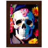 Mystical Bloom - Premium Floral Skull Poster - 13x18 cm 5x7″ Dark wood frame - Wooden Framed Posters