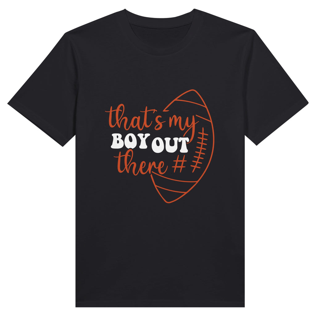 Personalized Comfort - That's My Boy Out There Cotton Tee - Black - Print Material