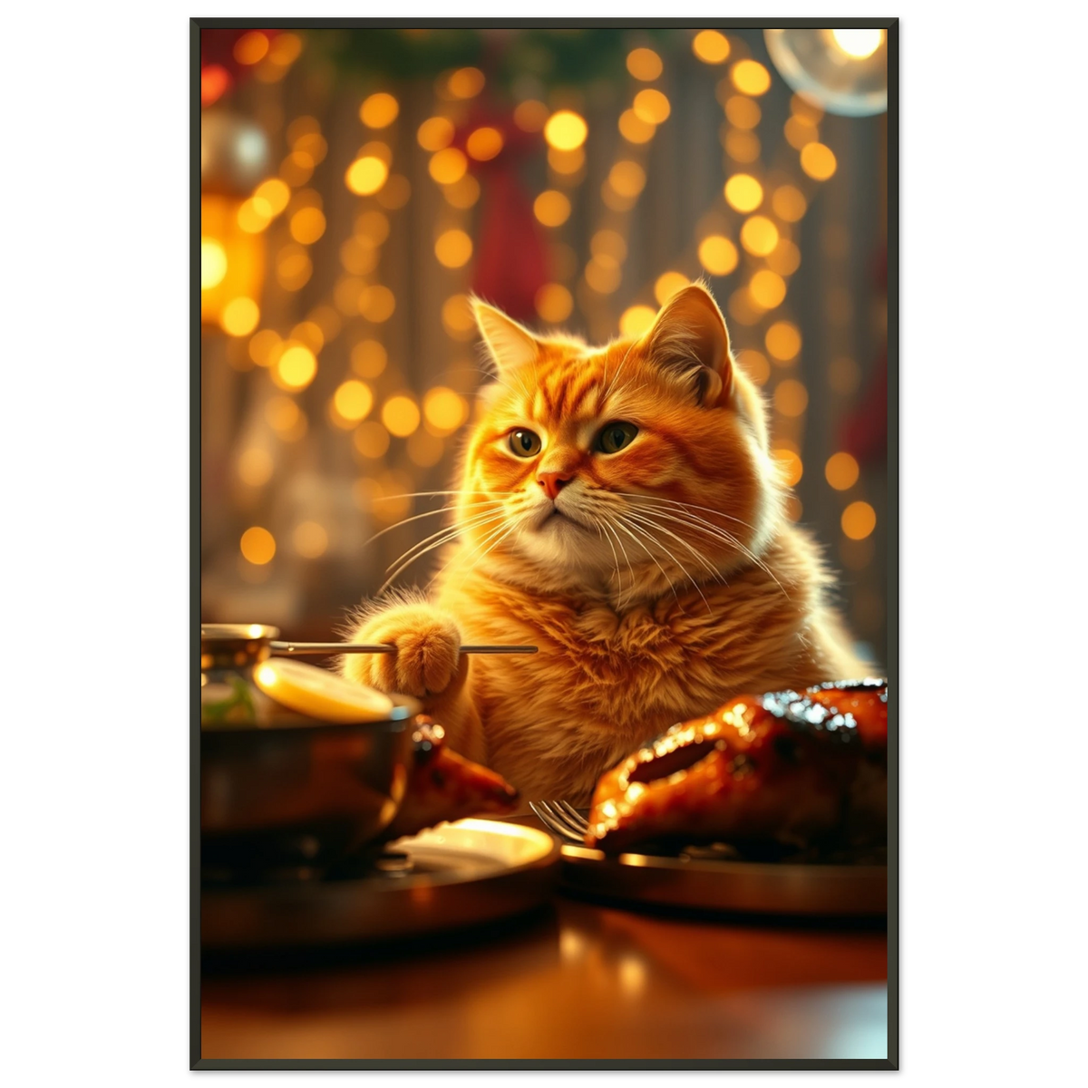 Cat’s Holiday Banquet – Giftomory Framed Poster - - Metal Framed Posters