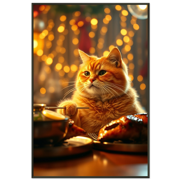 Cat’s Holiday Banquet – Giftomory Framed Poster - - Metal Framed Posters