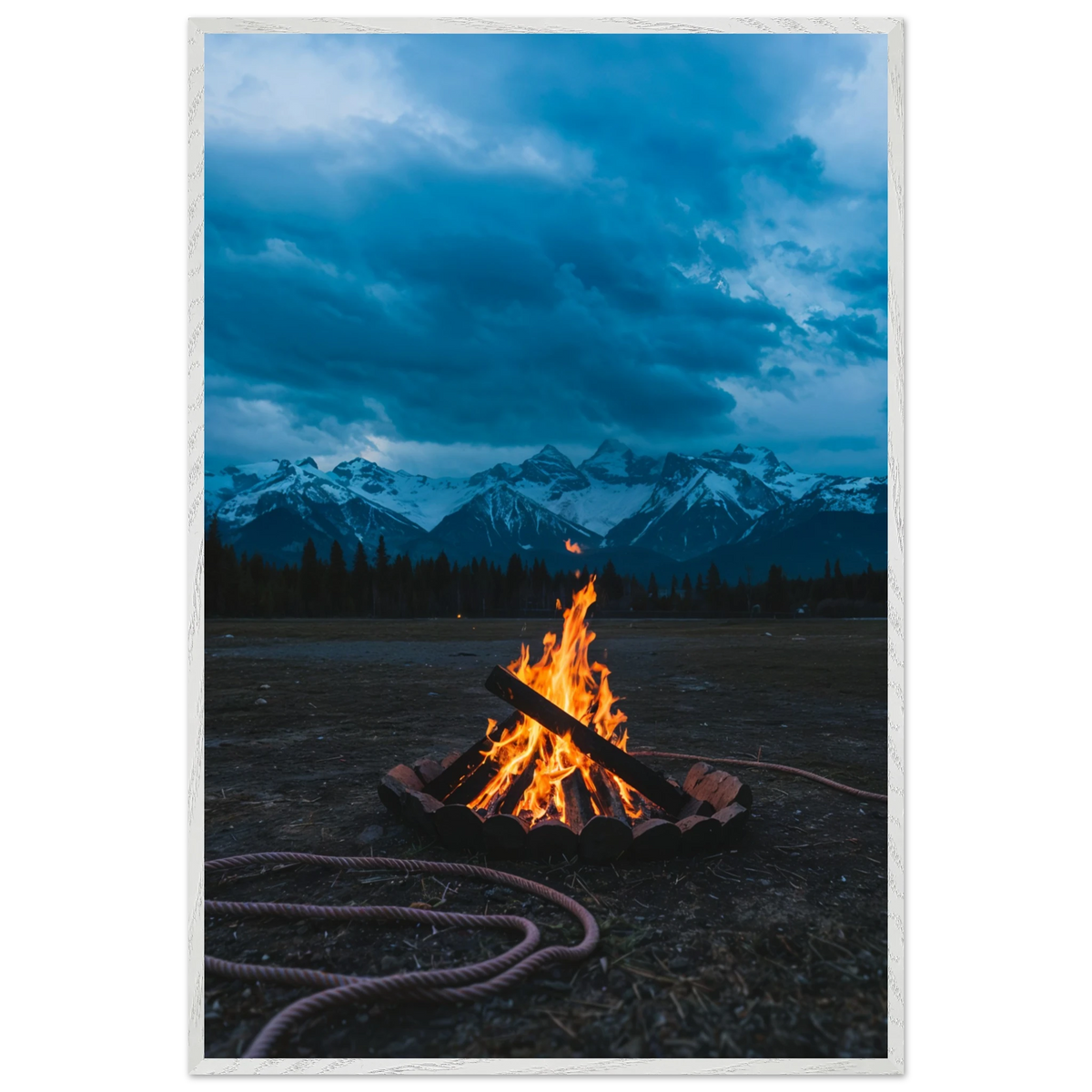 Gift Warmth – Campfire Glow Wooden Poster - - Wooden Framed Posters
