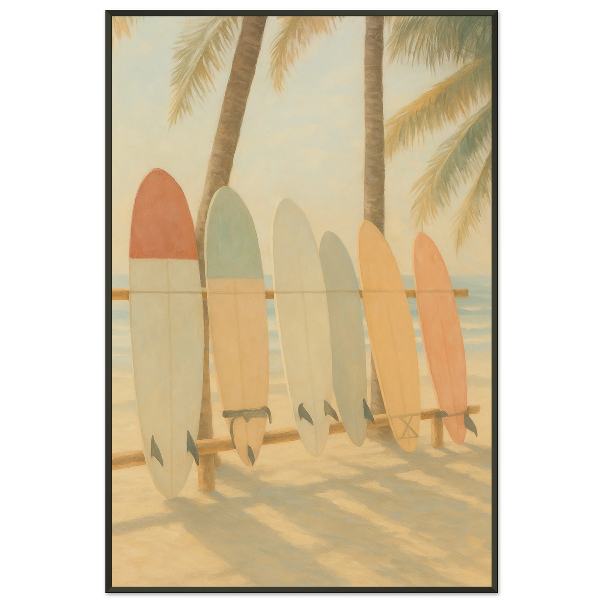 Surfboard Serenity – Framed Poster for Beach Lovers - - Metal Framed Posters