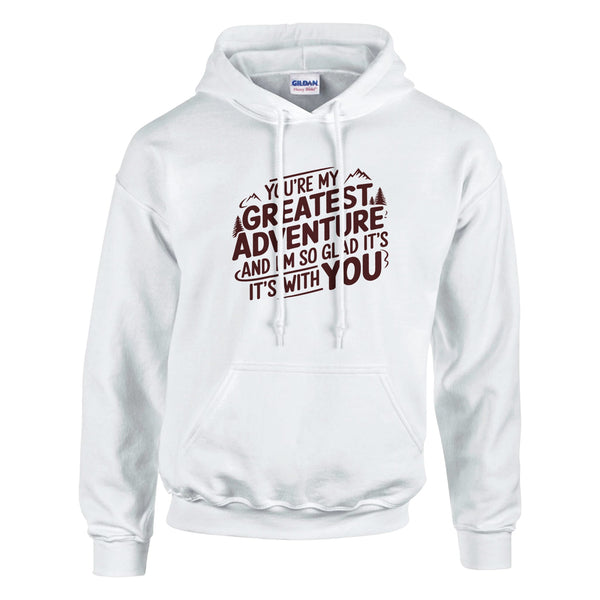 Gildan's "Greatest Adventure" Hoodie – A Perfect Gift for Your Husband - White - Hoodies