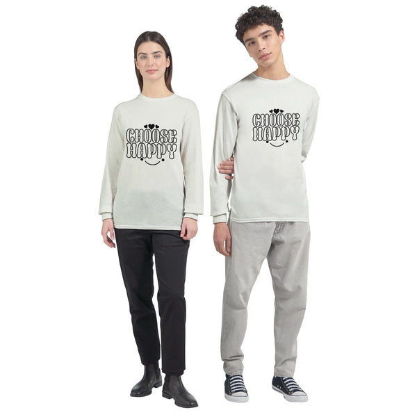 Happy Vibes Only - CHOOSE HAPPY Cozy Crew - - Long Sleeve T-shirts