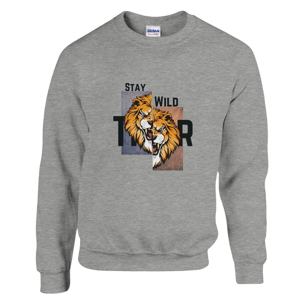 Wild Spirit - Fierce Lion Design - Ash - Crewneck Sweatshirts