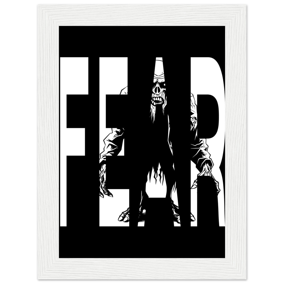 Embrace Fear - Bold Horror Art - 13x18 cm 5x7″ White frame - Wooden Framed Posters