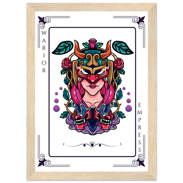 Artistry Unleashed - Warrior, Sacred Bull, and Tiger Spirit - A4 21x29.7 cm 8x12″ Wood frame Warior Empress - Wooden Framed Posters