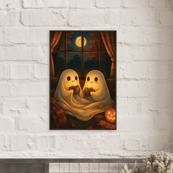 Gift Cozy Halloween – Cozy Ghosts Metal Framed Poster - - Metal Framed Posters