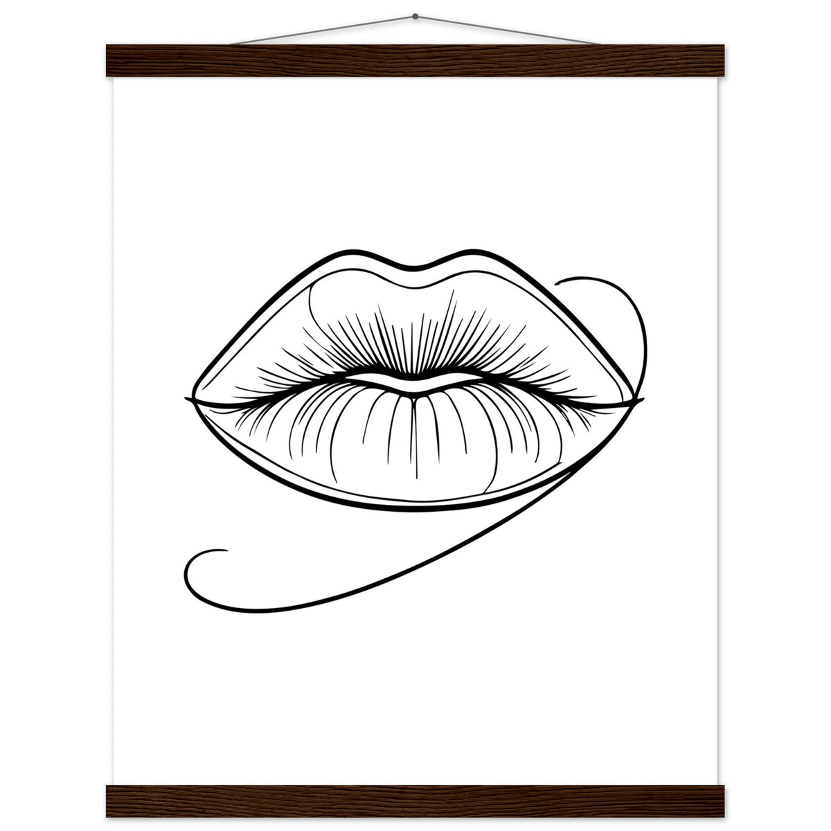 Lips of Expression - Minimalist Art on Premium Poster - 40x50 cm 16x20″ Dark wood wall hanger - Posters With Hanger