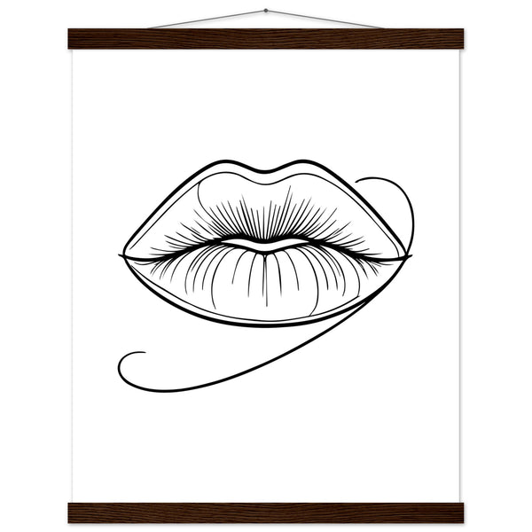 Lips of Expression - Minimalist Art on Premium Poster - 40x50 cm 16x20″ Dark wood wall hanger - Posters With Hanger