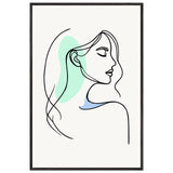 Elegance in Line - Minimalist Female Profile Art - - Wooden Framed Posters