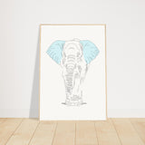 Sublime Serenity - Elephant in Pastel - 70x100 cm 28x40″ Wood frame - Wooden Framed Posters