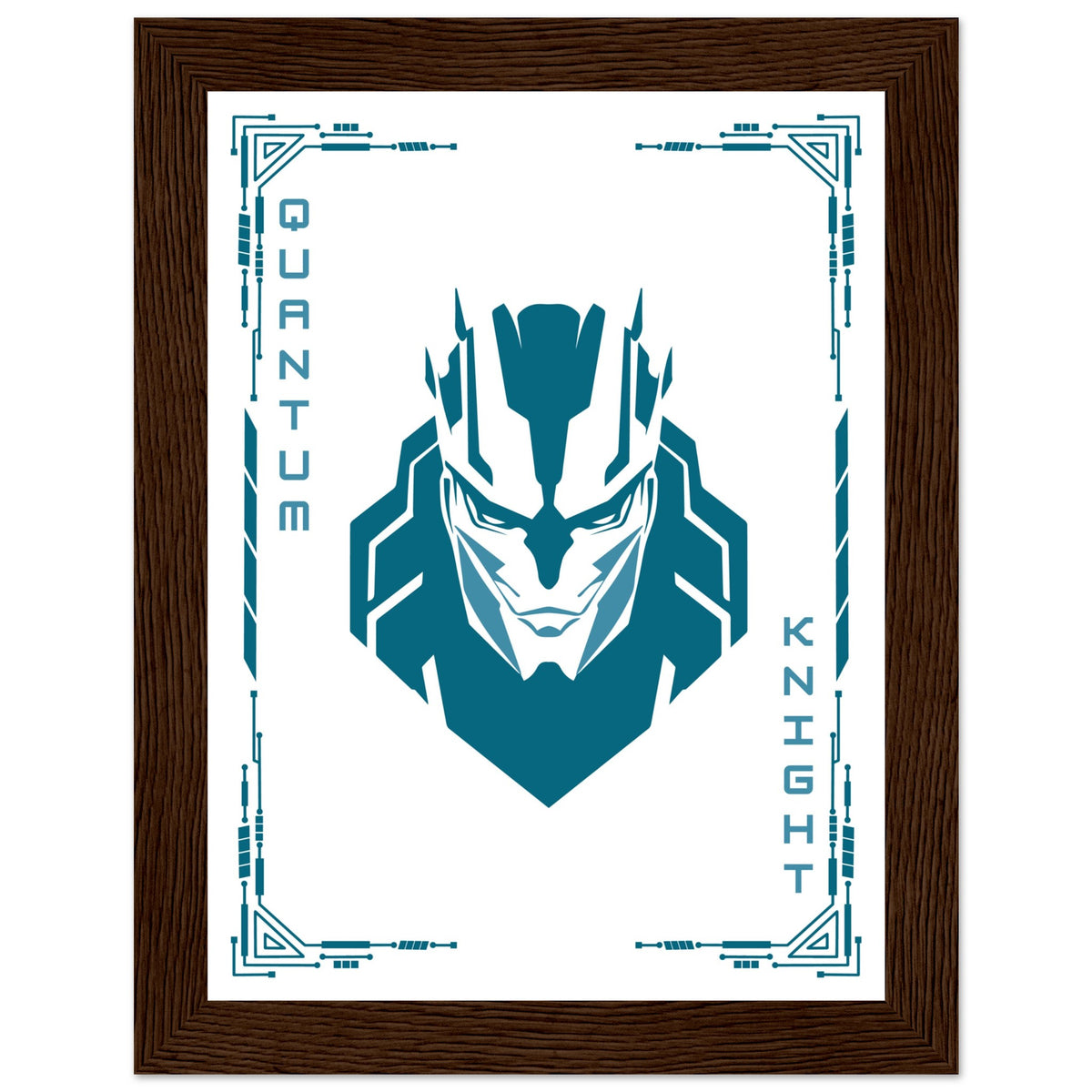 Transform Your Space - "Proton, Neural, Quantum Knights" Poster Set - 15x20 cm 6x8″ Dark wood frame Quantum Knight - Wooden Framed Posters