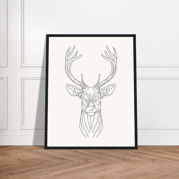 Nature's Grace - Deer Illustration - - Wooden Framed Posters