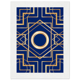 Art Deco Elegance - Blue & Gold Geometric Framed Print - 13x18 cm 5x7″ White frame - Wooden Framed Posters