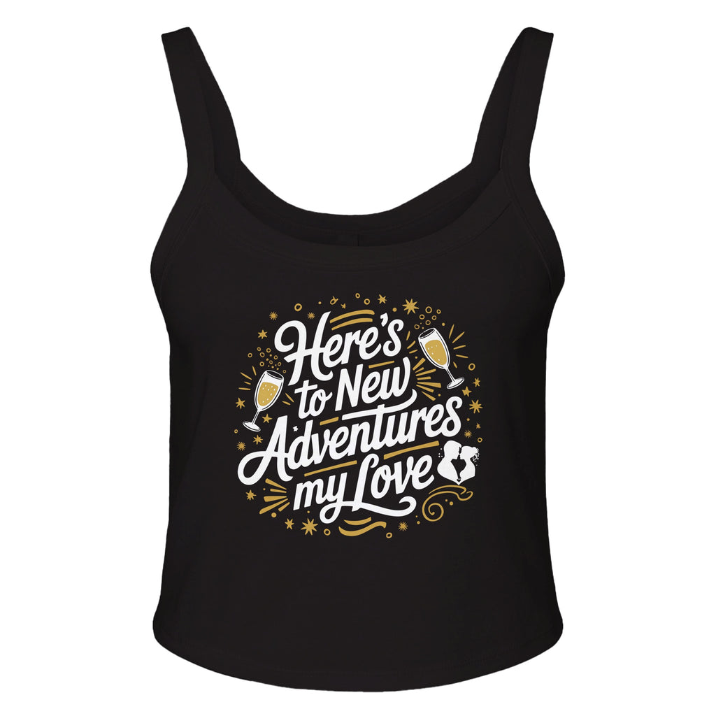 New Adventures Await - A Toast to Love - solid blk blend - Scoop Tank