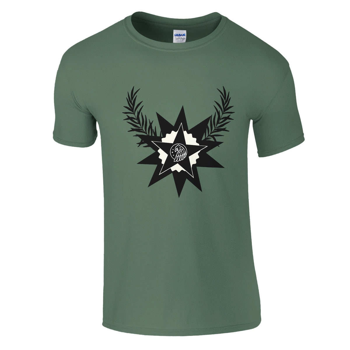 Celestial Harmony - Star and Laurel Design - Military Green - T-shirts