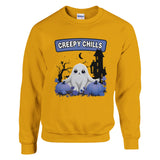 Adorable Haunts - Creepy Chills Ghost Sweatshirt - Gold - Sweatshirts